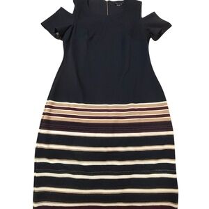 Tommy Hilfiger Black Dress with Brown and Cream Stripes